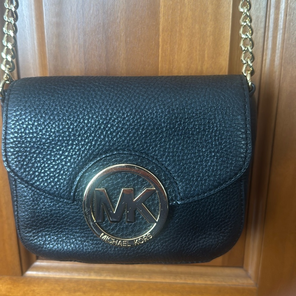 Black Michael Kors black leather cross body